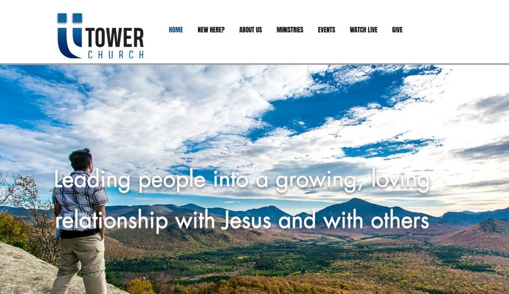 Old Tower Church website landing page.