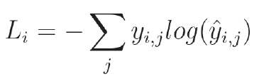 L_i = - sum_jy_(i,j)log(hat(y)_(i,j))