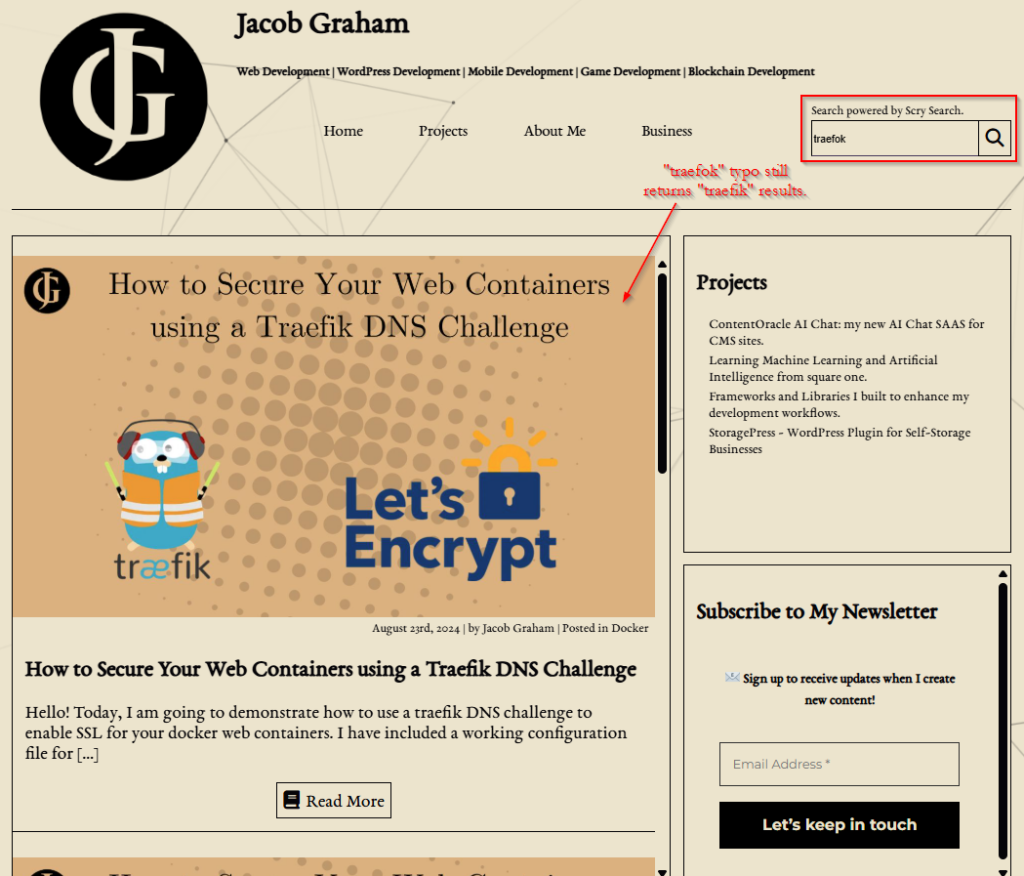 Typo tolerant search results with Scry Search.
